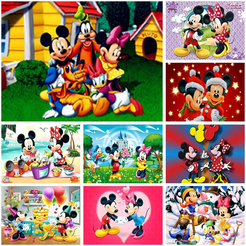 DIY Disney Diamond Painting 5D Cartoon Mickey Minnie Full Round Diamond Embroidery Kits Home Decoration Christmas Gift for Kids