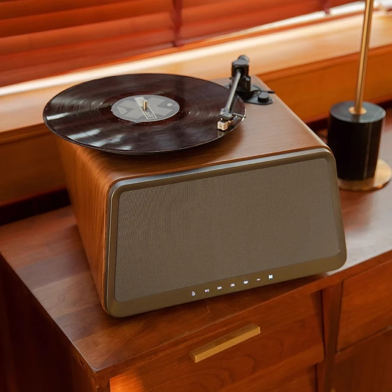 

Vinyl retro record player Bluetooth stereo, phonograph retro living room European style, record player gift