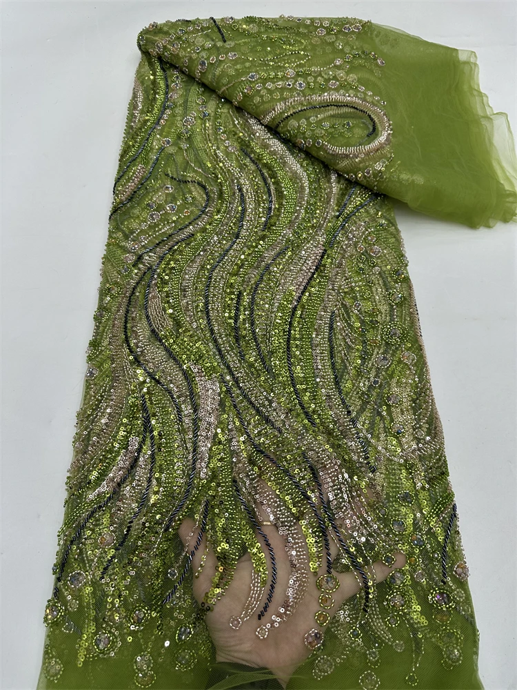 Tissu africain en dentelle et maille, tissu nigérian en dentelle de perles, robes françaises nigérianes de haute qualité pour femmes, couture de fête de mariage, 2025