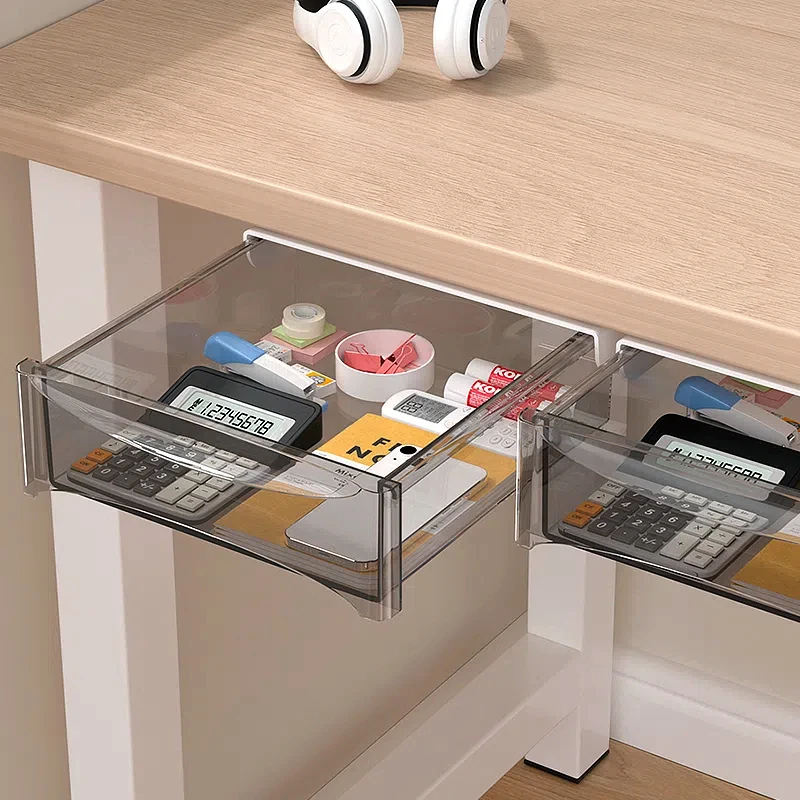 Tool-Free Under Desk Drawer Organizer - Adhesive Mounted Storage for Office & Home Workspace