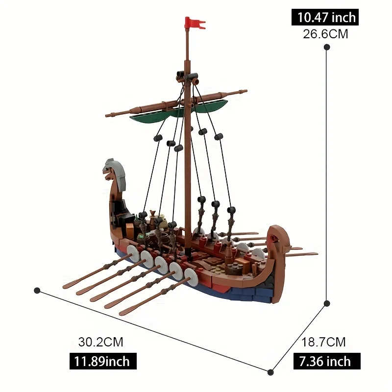 MOC Medieval Vikinged Ship 463 PCS Ocean Adventure Navigation Boat Building Blocks Education Kid Bricks Toy Suit Adult Gift