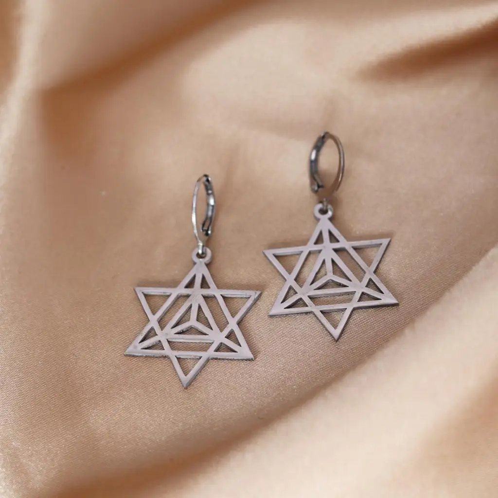 Kinitial Merkaba Star Earrings Zen Yoga Yoga Jewish Mysticism Uplifting Charm Spiritual Journey Geometry Tetrahedron Kabbalah