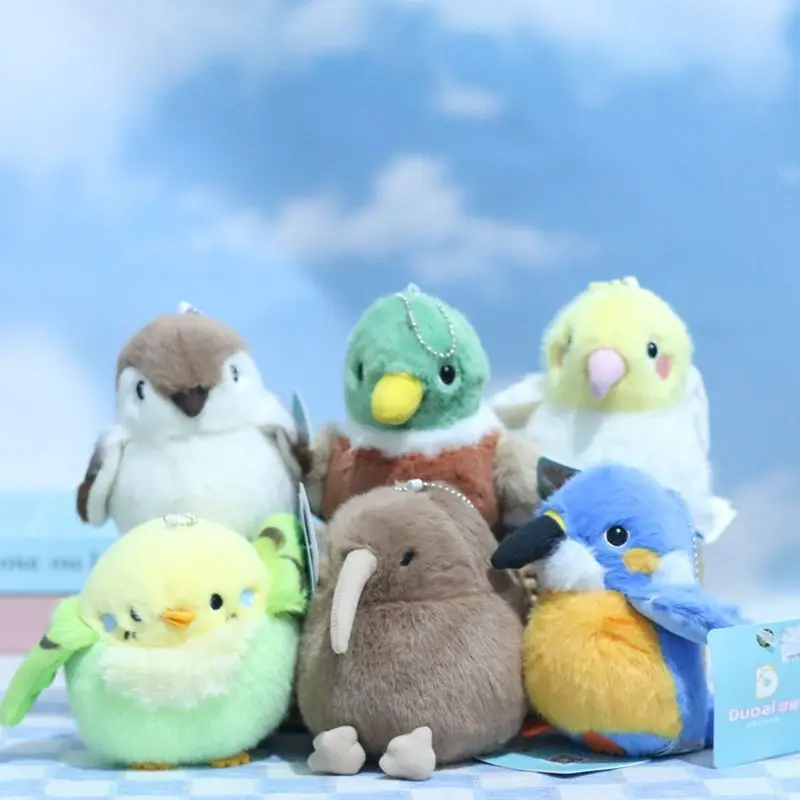 brelok wróbel pluszowy brelok do torby wisiorek kolorowa papuga pluszowa lalka breloki Kawaii futrzane ptaki brelok nadziewane wróbel