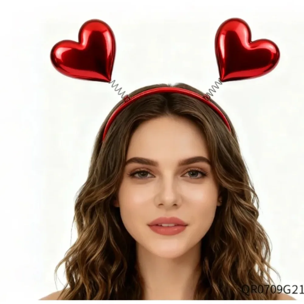 PESENAR Valentine's Day headdress: featuring two shiny red hearts, exuding a romantic atmosphere