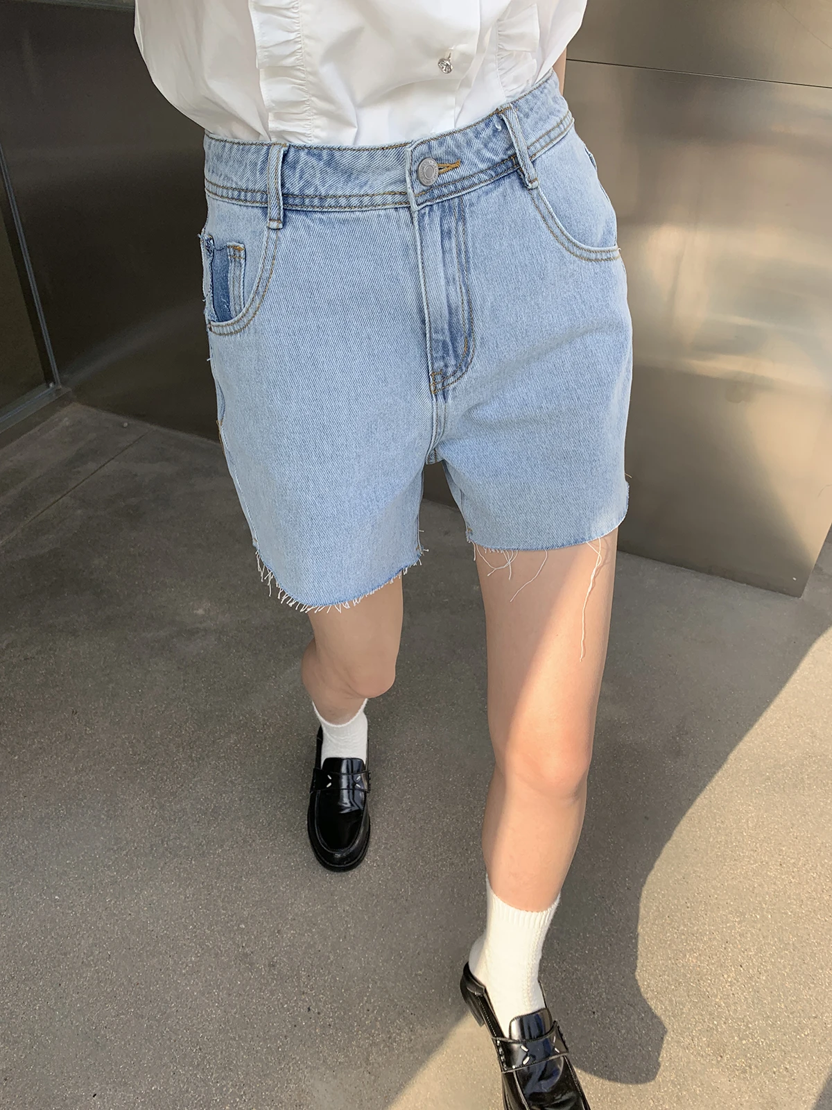 

Джинсовые шорты LXLILIUM, версия High-End, модель Simple Faionable 066 AM000, повседневные брюки для женщин, качественный материал, 100%