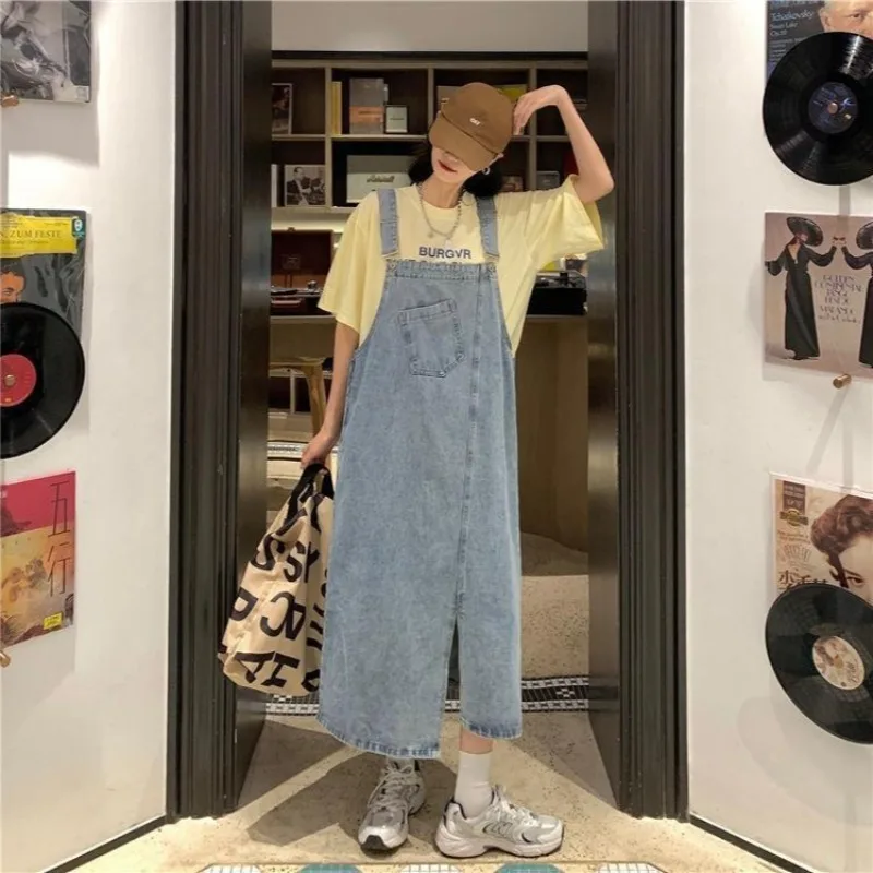 Dress Women Vintage Sweet Denim Vestidos Fashion Summer High Street Loose Design All-match Femme Popular Korean Style Casual Ins