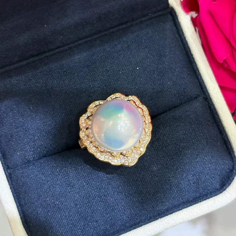 

SGARIT Pearl Ring with Extraordinary Luster For Women 925 Sterling Silver Natural Freshwater Pearl Ring Wedding Party Jewelry