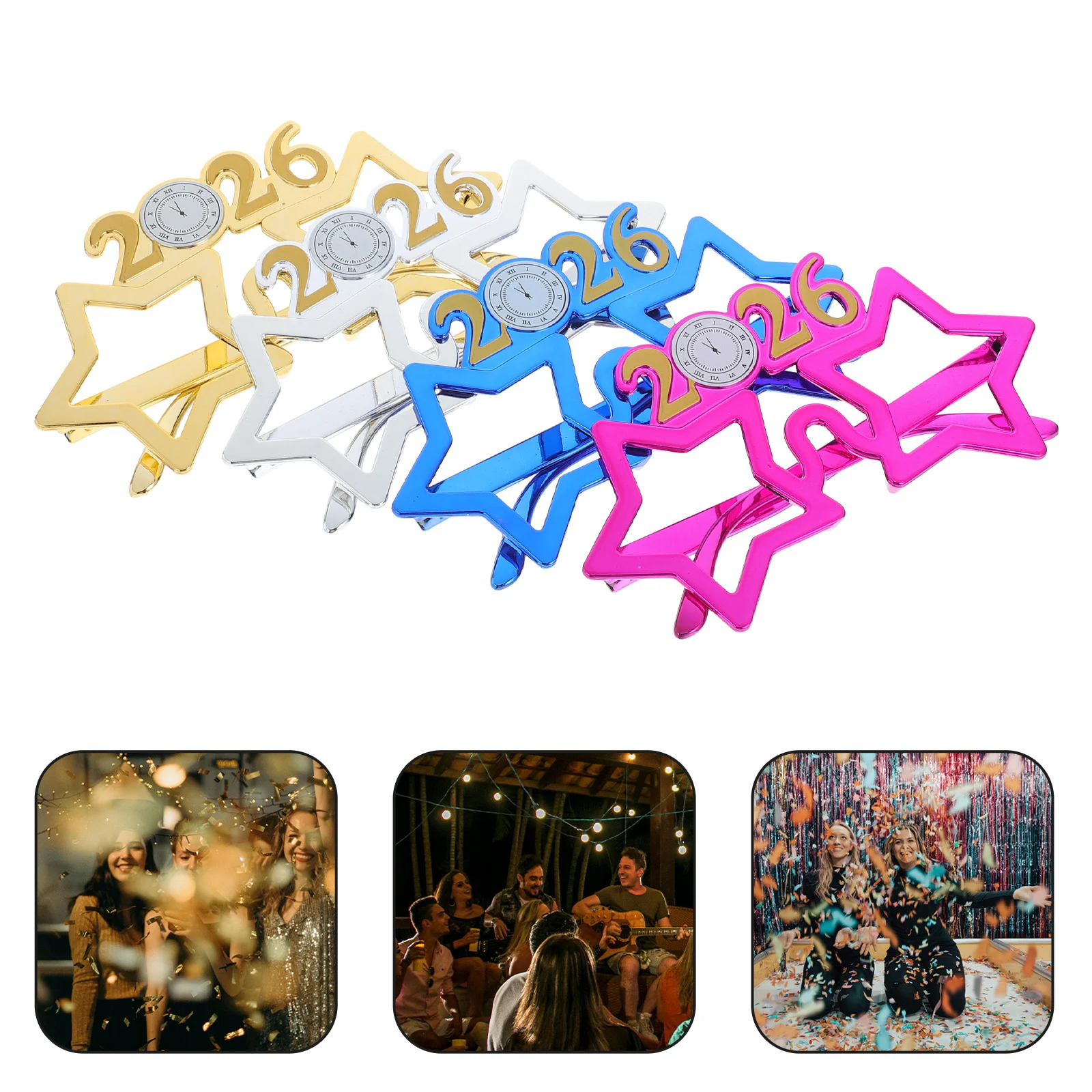

4Pcs 2026 New Year Party Glasses Number Eyewear Fun Photo Booth Accessories Holiday Decorations 2026 Party Glasses