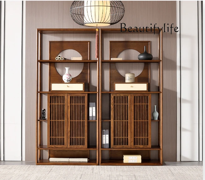 New Chinese Style Modern Zen Storage Rack for Duobao Pavilion Black Walnut Antique Shelf