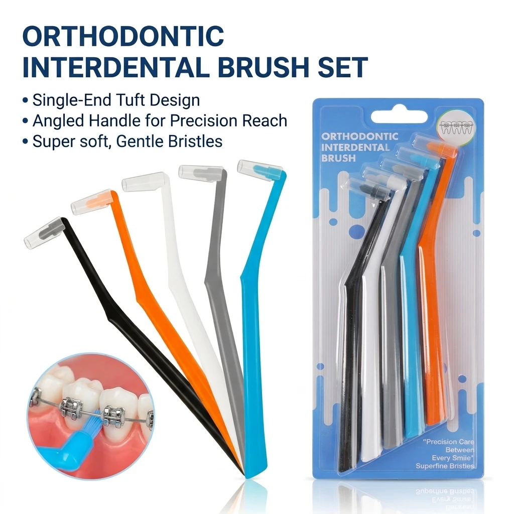 L‑Shaped Orthodontic Interdental Brush Soft Fine Bristles Teeth Gap Cleaner For Braces Oral Hygiene Dental Cleaning Care Tools