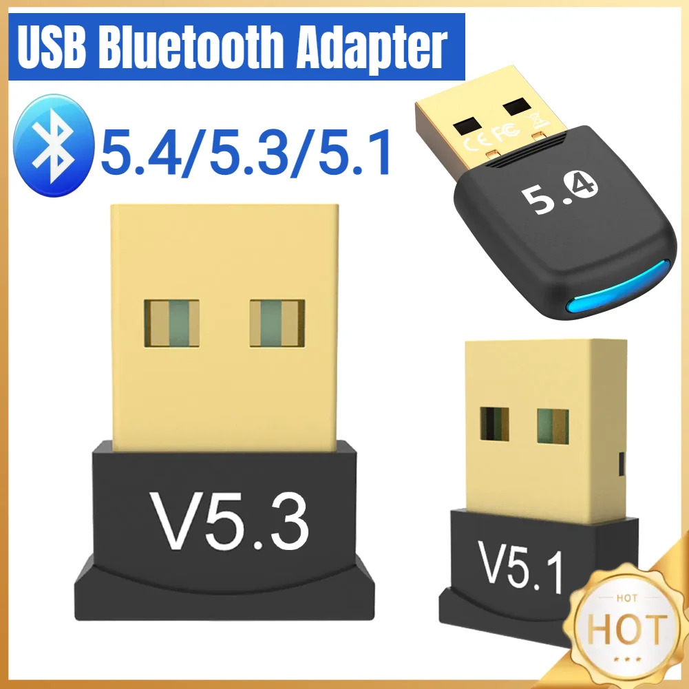 USB Bluetooth 5.4 Adapter Audio Transmitter Receiver Driver Free Audio Bluetooth 5.3 Dongle Adapter for PC Laptop Wireless Speak