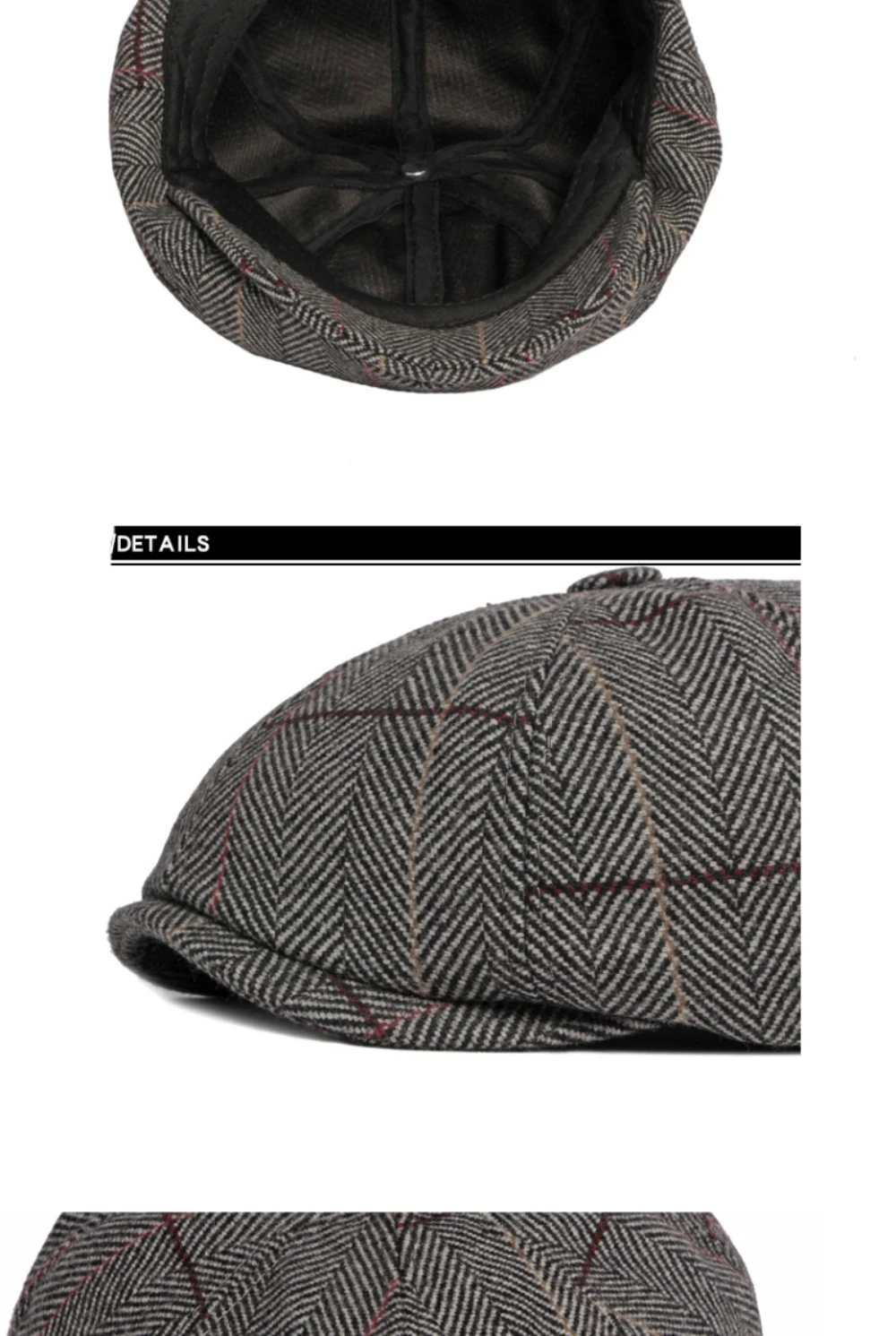 HT4964 Baskenmütze, Retro-Künstler, Maler, karierte Baskenmütze, männlich, weiblich, Ivy, flache Kappe, Herbst-Winter-Mütze, verstellbare Baskenmütze für Männer und Frauen – Detail 8