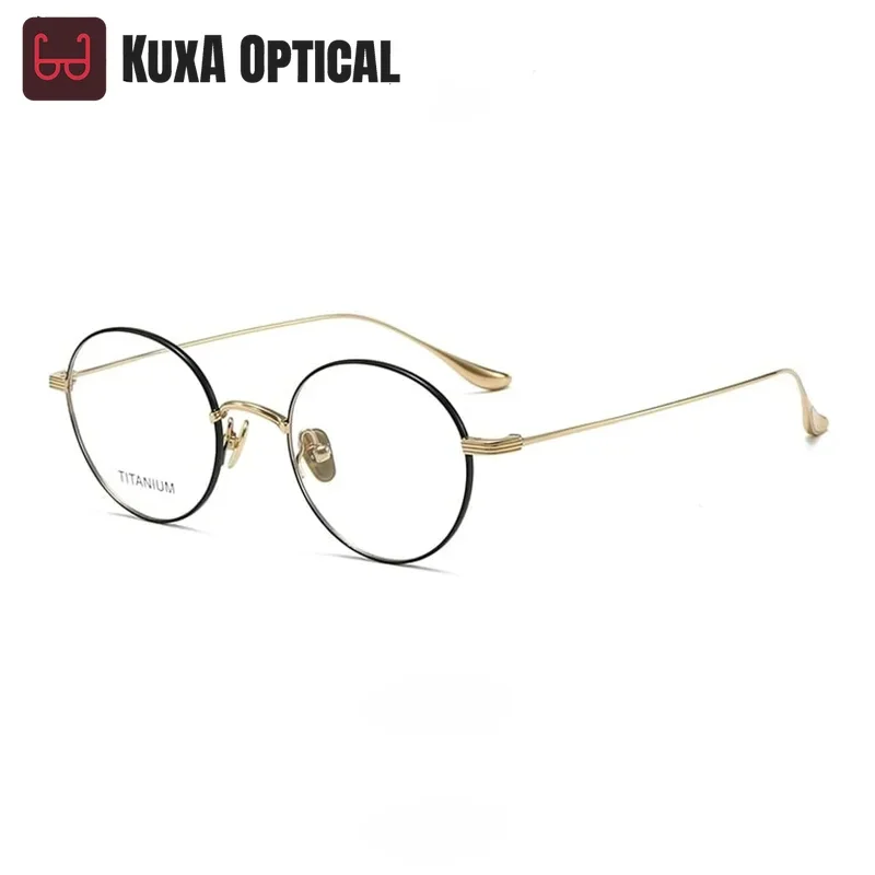 

KUXA Round Pure Titanium Eyewear Super Quality Light Optical Eyeglass Women Vintage Glasses Frame Optical for Eye