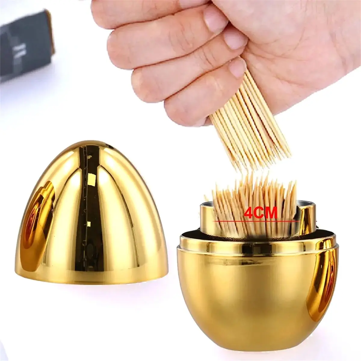 Oct Sale 1pcs Creative Egg-Shaped Toothpick Jar Electroplating Plastic Toothpick Box Storage Box Ornaments Home Decoration