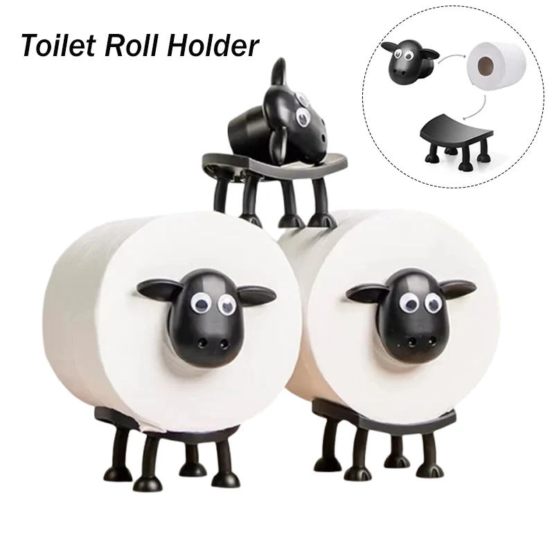 Cute Sheep Dog Shape Toilet Tissue Rack Free Standing Storage Roll Paper Holder Animal Shape Decorative Funny Toilet Paper Rack