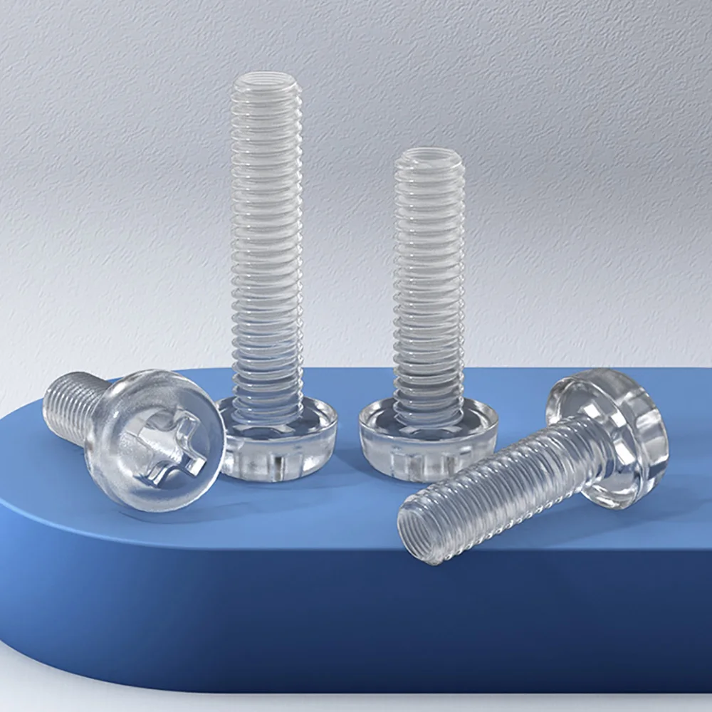 10-20pcs Length 4mm-20mm Acrylic Phillips Screw M3 M4 M5 M6 Transparent Plastic Nylon Round Pan Cross Head Transparent Screws