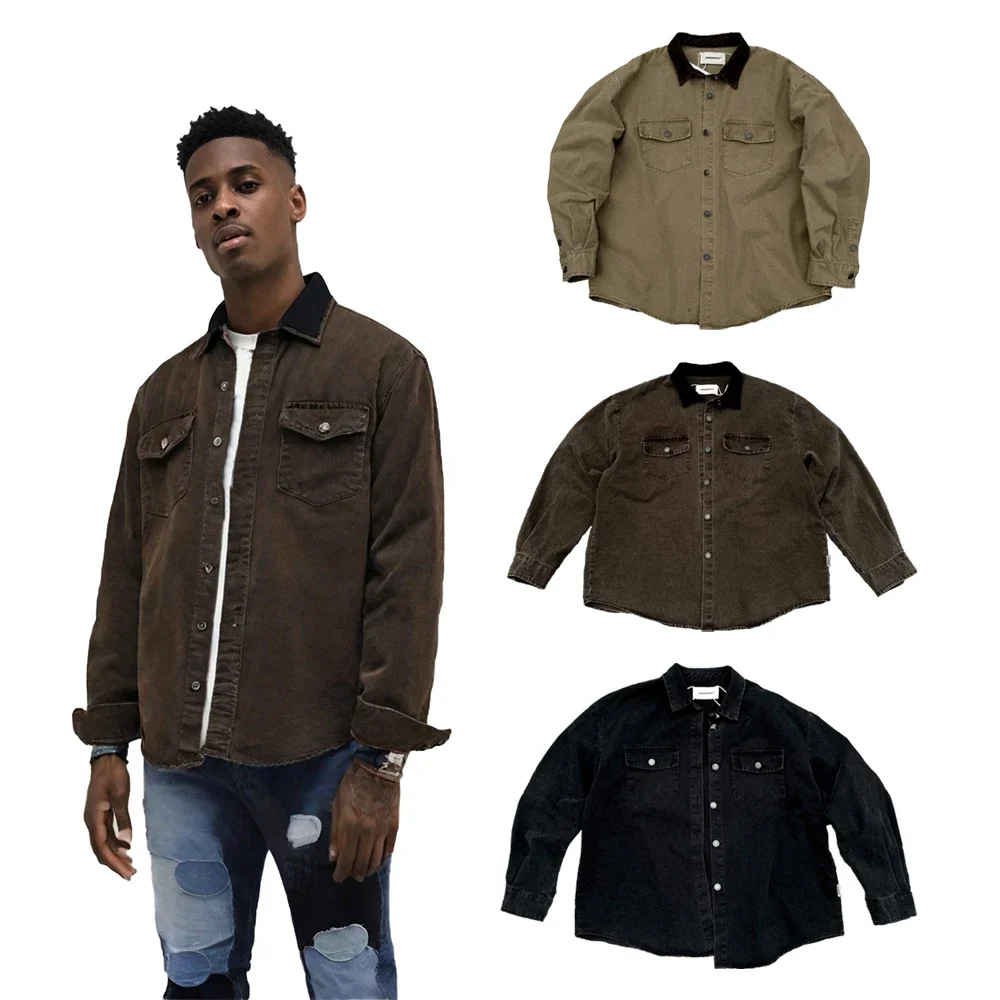 

Autumn and Winter Men's Clothing Long Sleeve Shirts Oversized Streets Style Clothing Cotton Street Wear Japanese Vintage Clothes