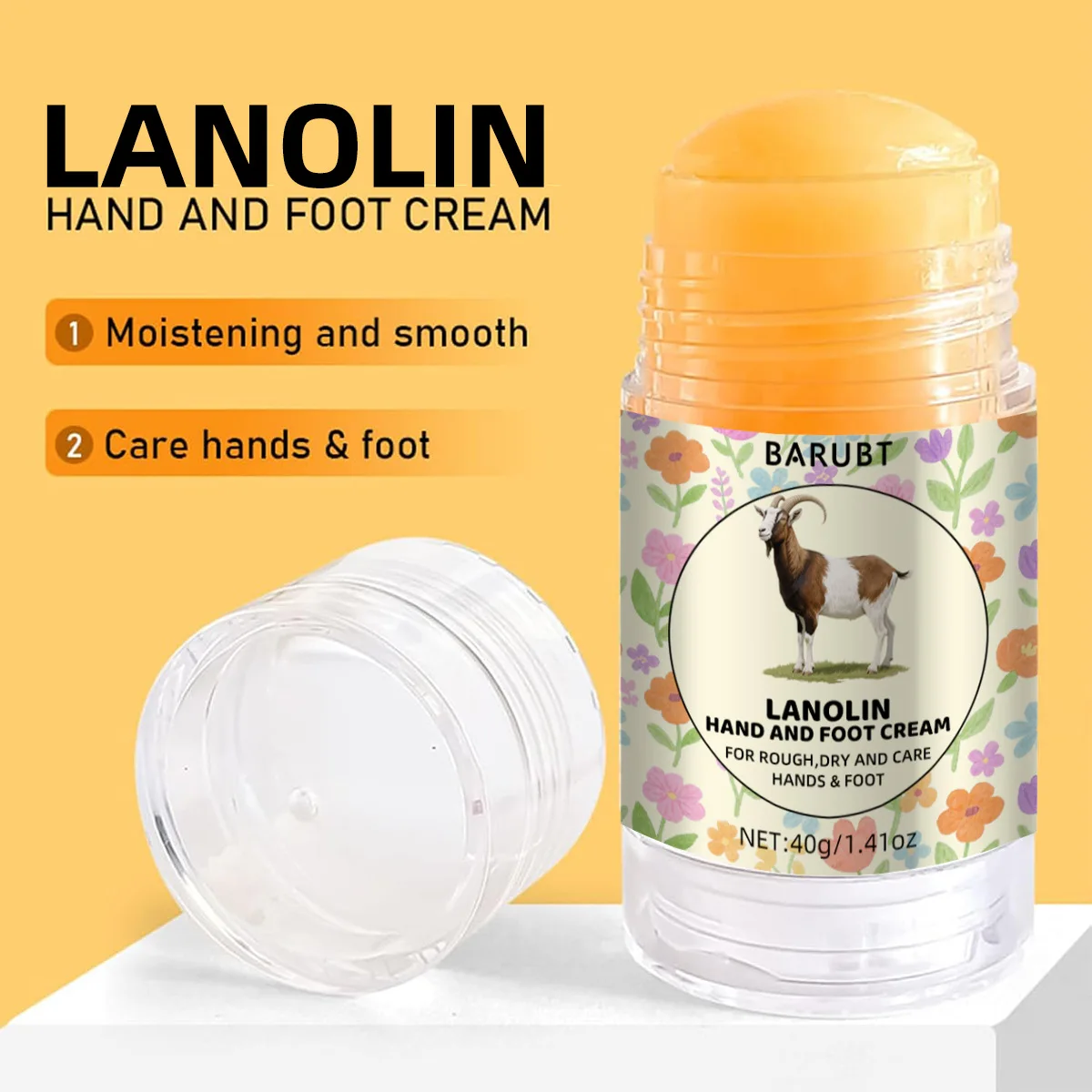 Lanolin Hand & Foot Cream Stick, Moisturizing Foot Balm for Dry, Cracked Skin Aloe Vera, Softens Cracked Heels, Knees & Elbows