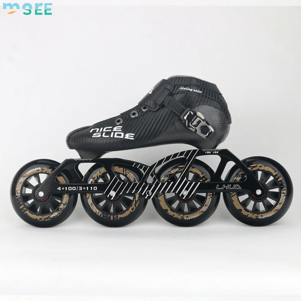 SeeMore-Carbon Fiber Inline Skating Boots, Speed Skates, Professional Kids, Meninos, Meninas