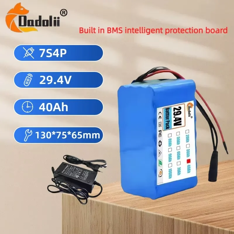 

24V 40Ah 7s4p Li-ion Battery for Unicycle/Scooter/Wheelchair | Built-in BMS & 2A Charger | High Discharge