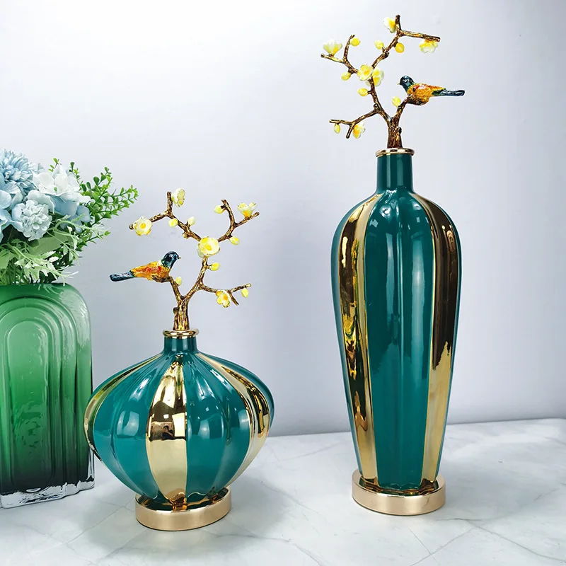 

New Chinese style porch vase decorations, high-end and atmospheric home decorations, living room wine cabinets, high-end and