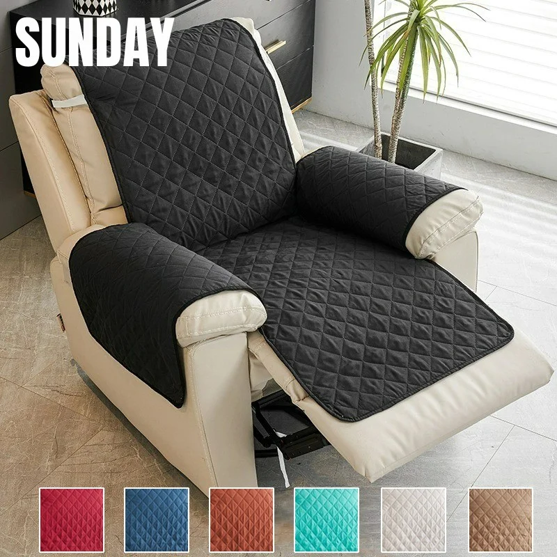 

Quilted Recliner Sofa Covers Solid Color Integrated Slipcovers Dogs Pets Kid Dustproof Armchair Seat Covers Furniture Protector