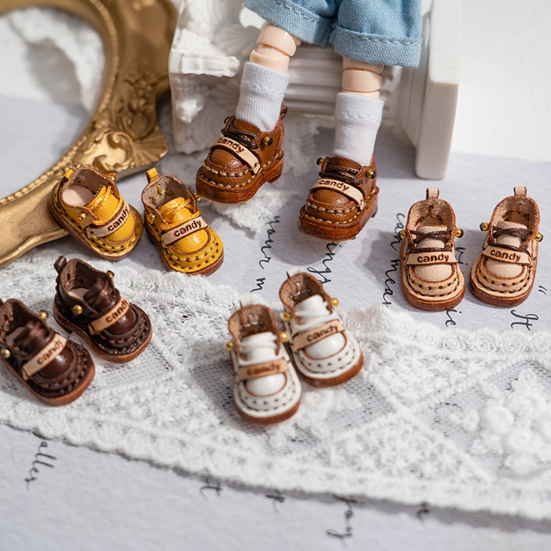 

Ob11 Handmade Leather British Style Shoes Doll Cowhide Shoes With Shoelace For Ob11, Obitsu 11, Holala, Gcs, 1/12bjd Doll