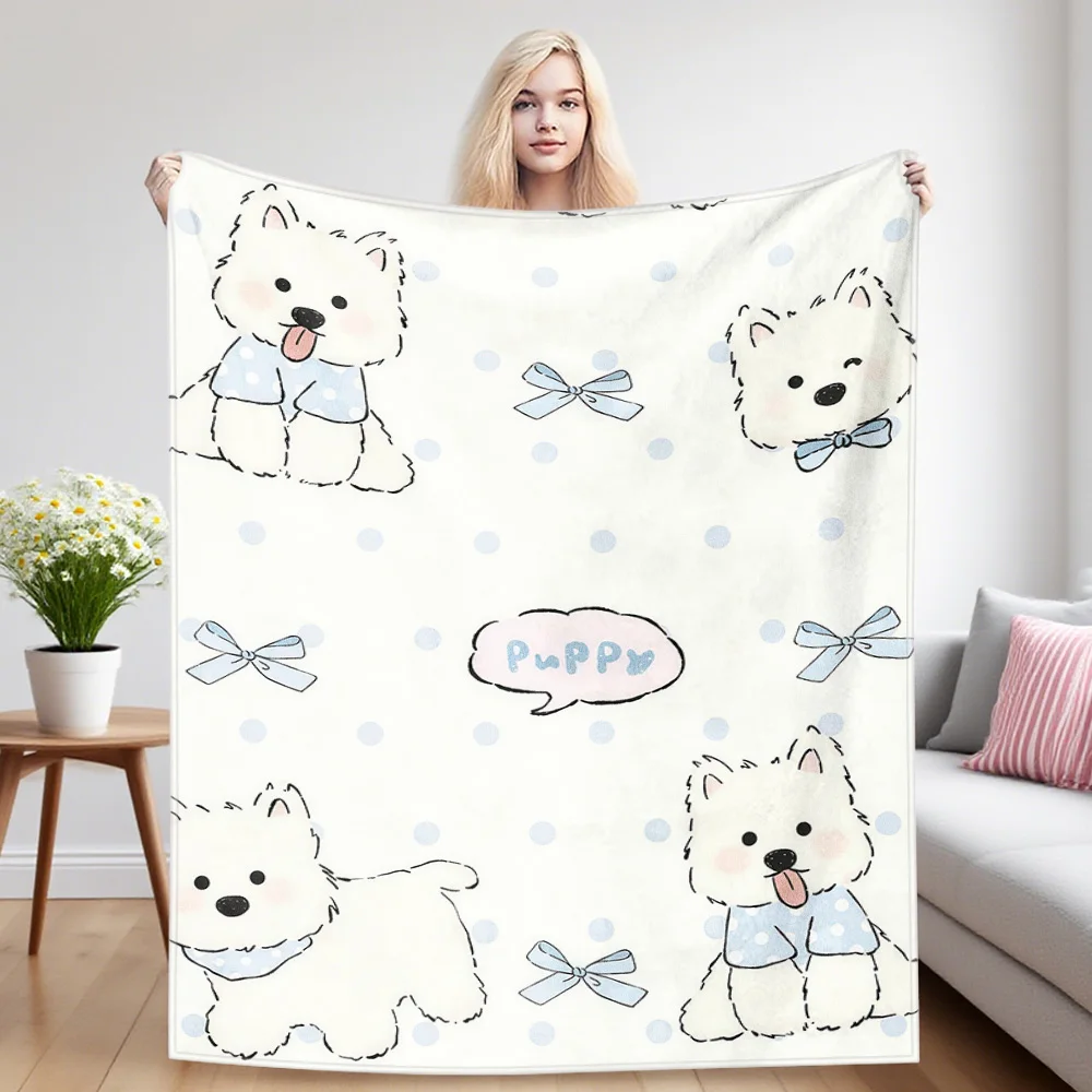 Blue- Puppy Nap Blanket,Flannel Blanket,Suitable For Sofas,Beds,Cars,Rooms,Offices,Camping,Exquisite Gift Blankets