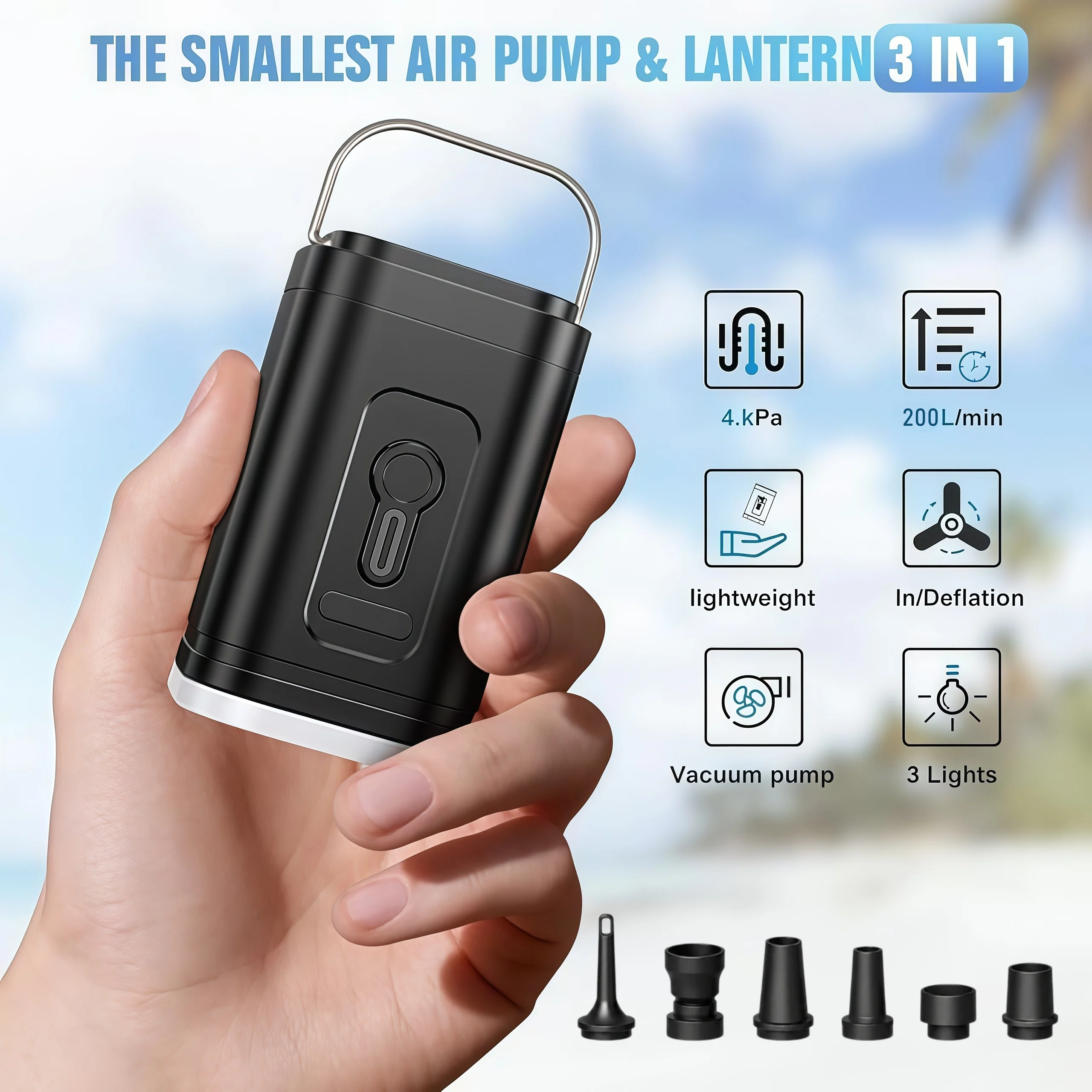 Mini Portable Air Pump Wireless Electric Pump With LED Light To Inflate & Deflate For Pool Floats, Air Bed, Vacuum Storage Bags