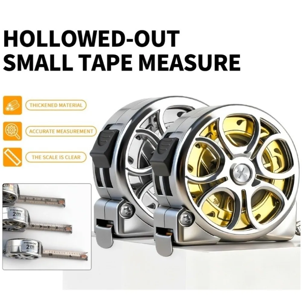 2 Meter Retractable Tape Measure Stainless Steel Metric Imperial Scale Keychain Tape Measure Retractable ABS Shell