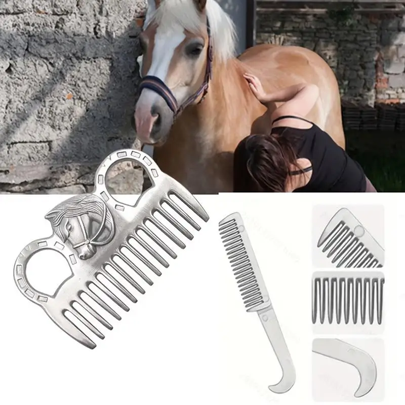 Aluminum Curry Comb Horse Pony Grooming Brush Cleaning Gadget For Equestrian Horse Care Use