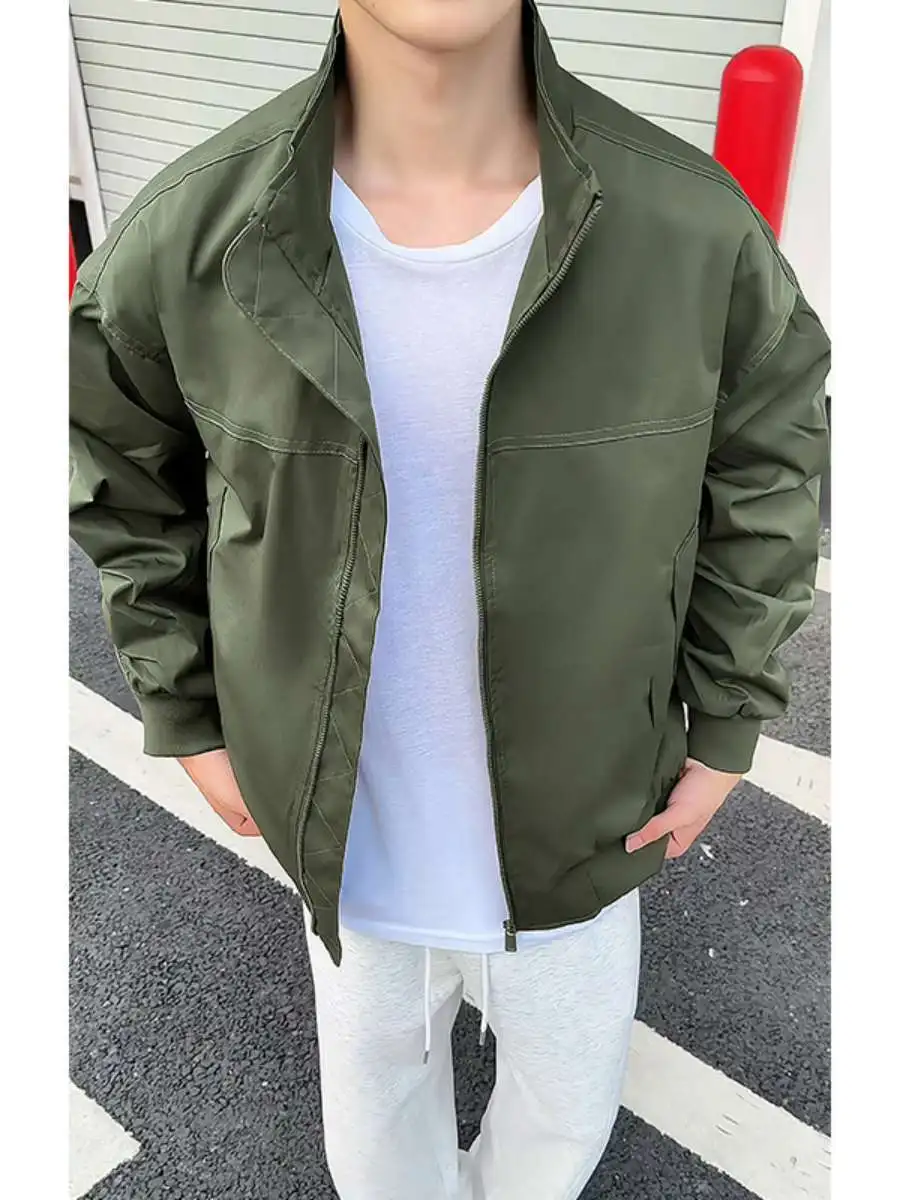 

Осеннее мужское джето высокого качества, большой размер Harlandon, футболонепроницаемое свободное пальто, верхняя одежда из смеси хлопка, молодежная весна 2025