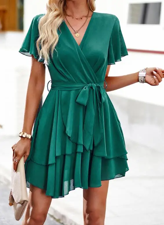 Women's Dress 2026 Spring and Summer Strap Solid Color A-Line Dress Temperament Commuting Retro Elegant Dress