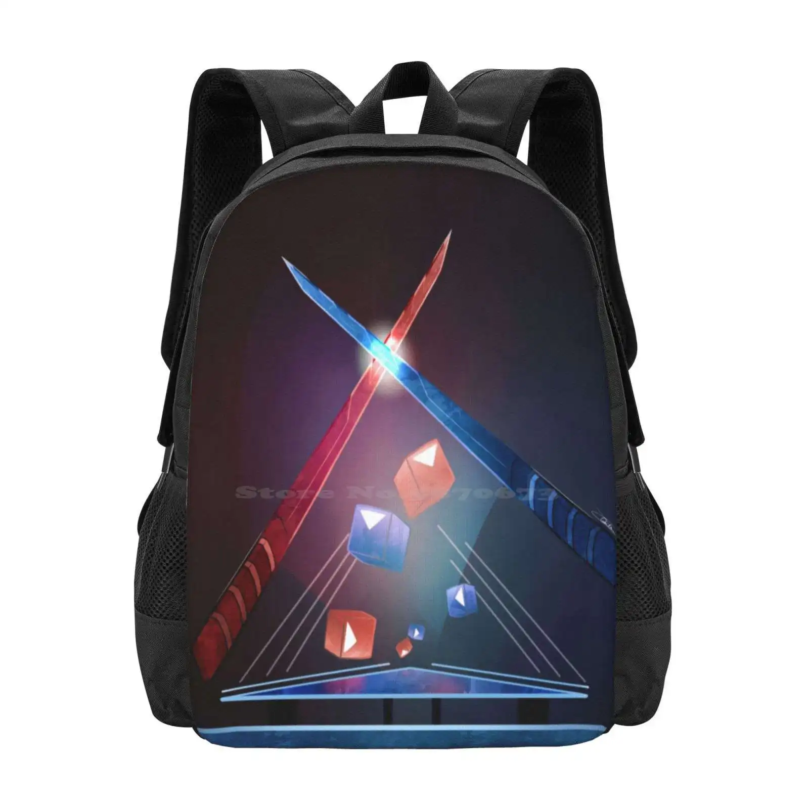 Beat Saber! School Bag Big Capacity Backpack Laptop Gaming Beat Saber Virtual Reality Digital Art