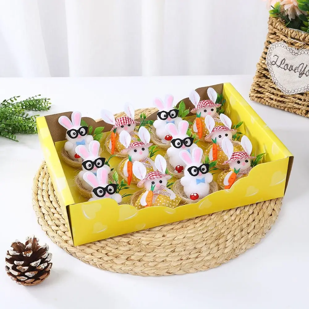 

16Pcs/Set Simulation Easter Yellow Chicks Decoration Flocking Mini Easter Bunny Ornaments Snow Man Party Cute Animal Decoration
