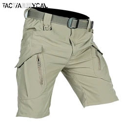 Summer Men Cargo Shorts Quick Dry Tactical Short Pants Multi-Pocket Shorts Men's Outdoor Hunting Fishing Knee Length Trousers