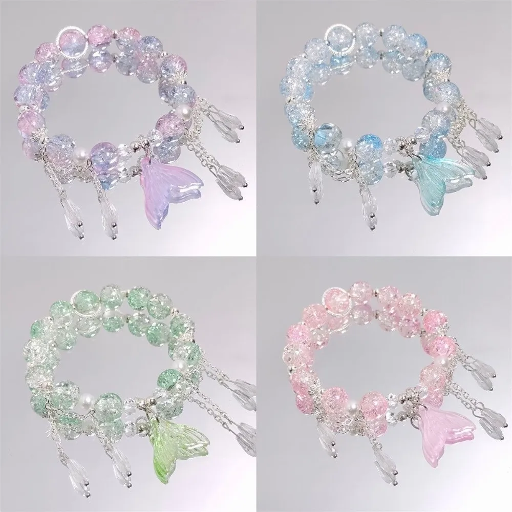 Exquisite Fishtail Crystal Bracelet Colorful Beads Korean Style Colorful Beads Bracelet Sweet All-match Sweet Lucky Hand Chain
