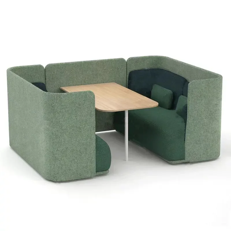 Modern High Back Fabric Sofa Semi Enclosed Office Booth Private Negotiation Seat Simple Business Lounge Furniture