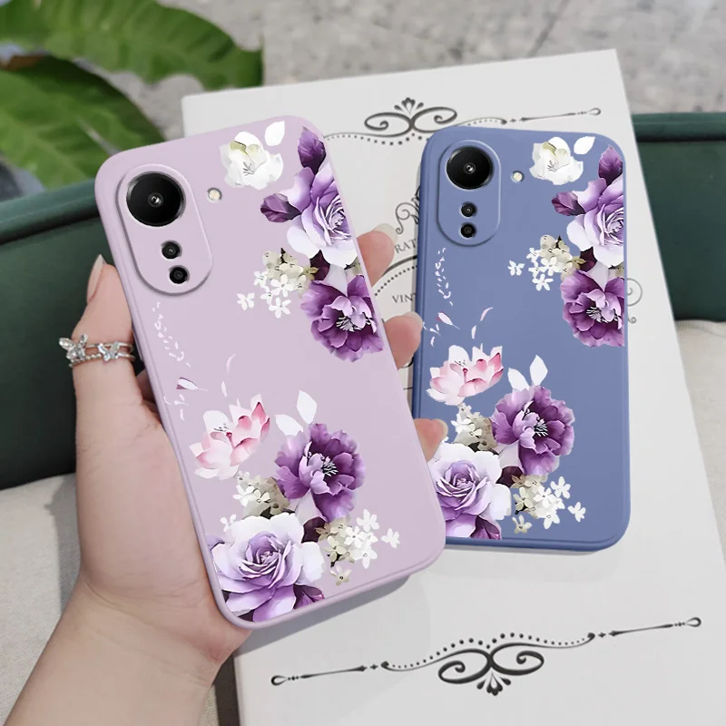 Beautiful Peony Phone Case For Xiaomi Redmi 13 13C 12 12C 10 10C 10A 9 9T 9A 4G 5G Liquid Silicone Cover