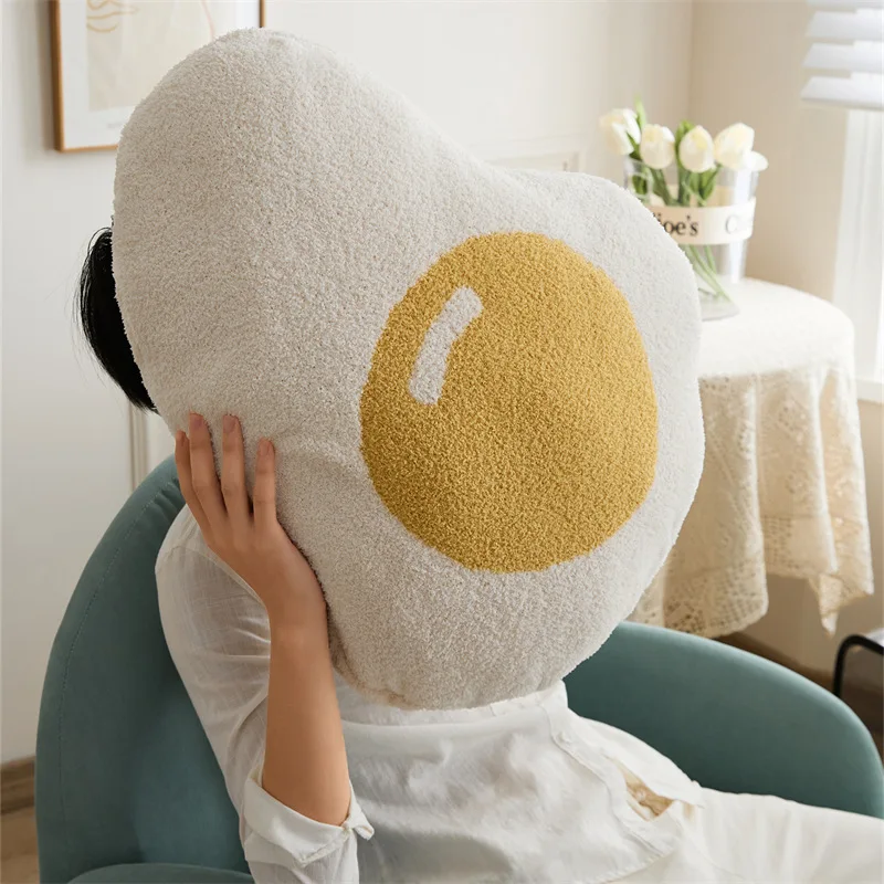 Oversized Cute Poached Egg Plush Fried Egg Throw Pillow Sofa Living Room Cushion Car Backrest Egg Yolk Pillows Decor Home