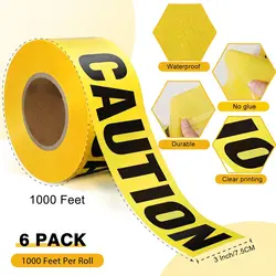 Premium Yellow Caution Tape, Bright Yellow W, Wide for Maximum Readability, Strongest & Thickest Tape for Danger/Hazardous Areas