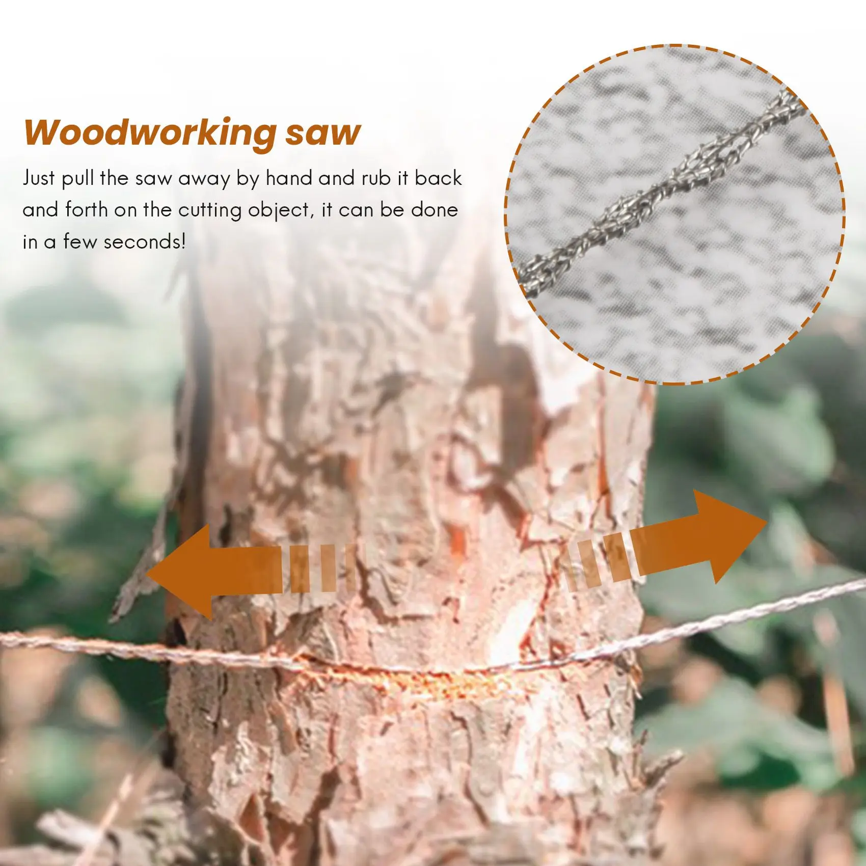A06K Outdoor Hand-Drawn Rope Saw 304 Stainless Steel Wire Saw Camping Life-Saving Woodworking Super Fine Hand Saw Wire 5M
