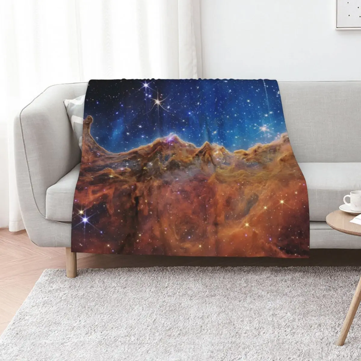 JWST Cosmic Cliffs in the Carina Nebula (14K resolution) Throw Blanket Soft Beds Stuffeds Hairy bed plaid Blankets
