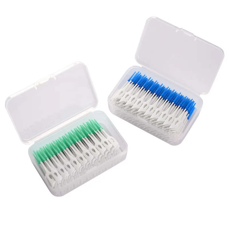 Interdental Silicone Brushes 200 Units Dental Toothpicks Brush Between Teeth Silicone Toothpicks With Thread Oral Cleaning Tools