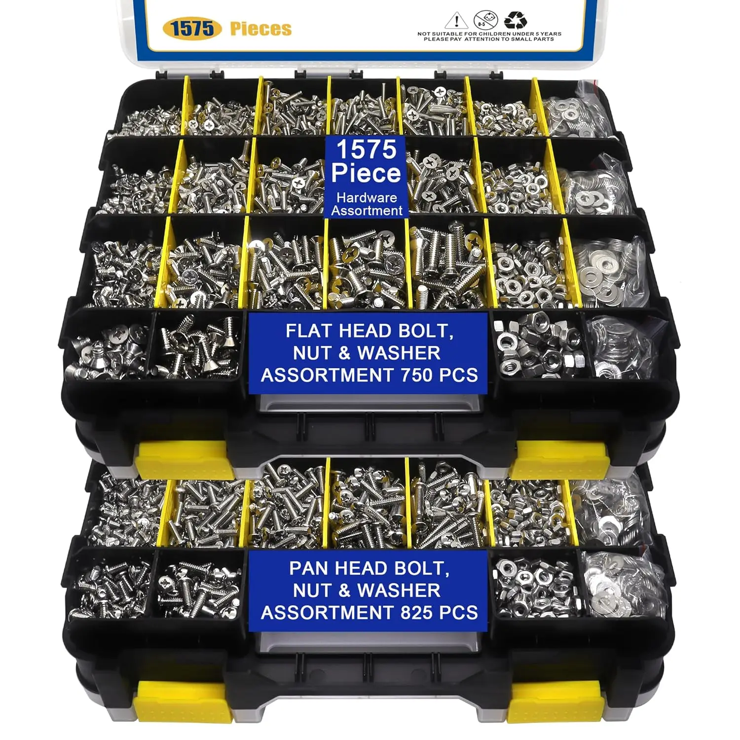 

1575 PCS Nuts and Bolts Assortment Kit, Stainless Steel Phillips Pan Head & Flat Head Screws, Assorted Nuts Bolts Washers with
