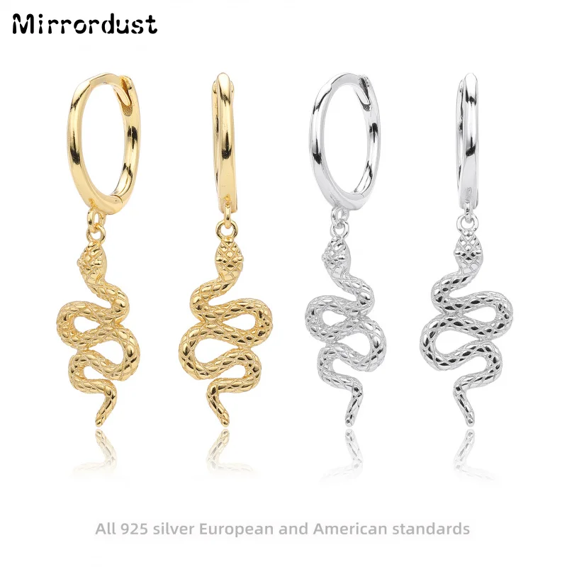 

【Mirrordust】Популярные серьги из стерлингового серебра 925 пробы с креативными животными и змеей, модные индивидуальные модные стильные серьги-клипсы