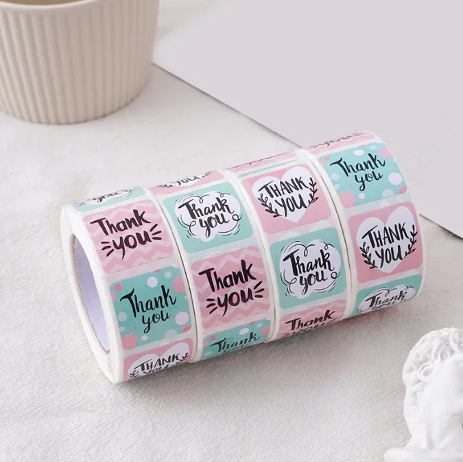 100 to 500pcs Flower Handmade with Love Sticker for Small Business Packaging Baking Label Envelope Seals Wedding