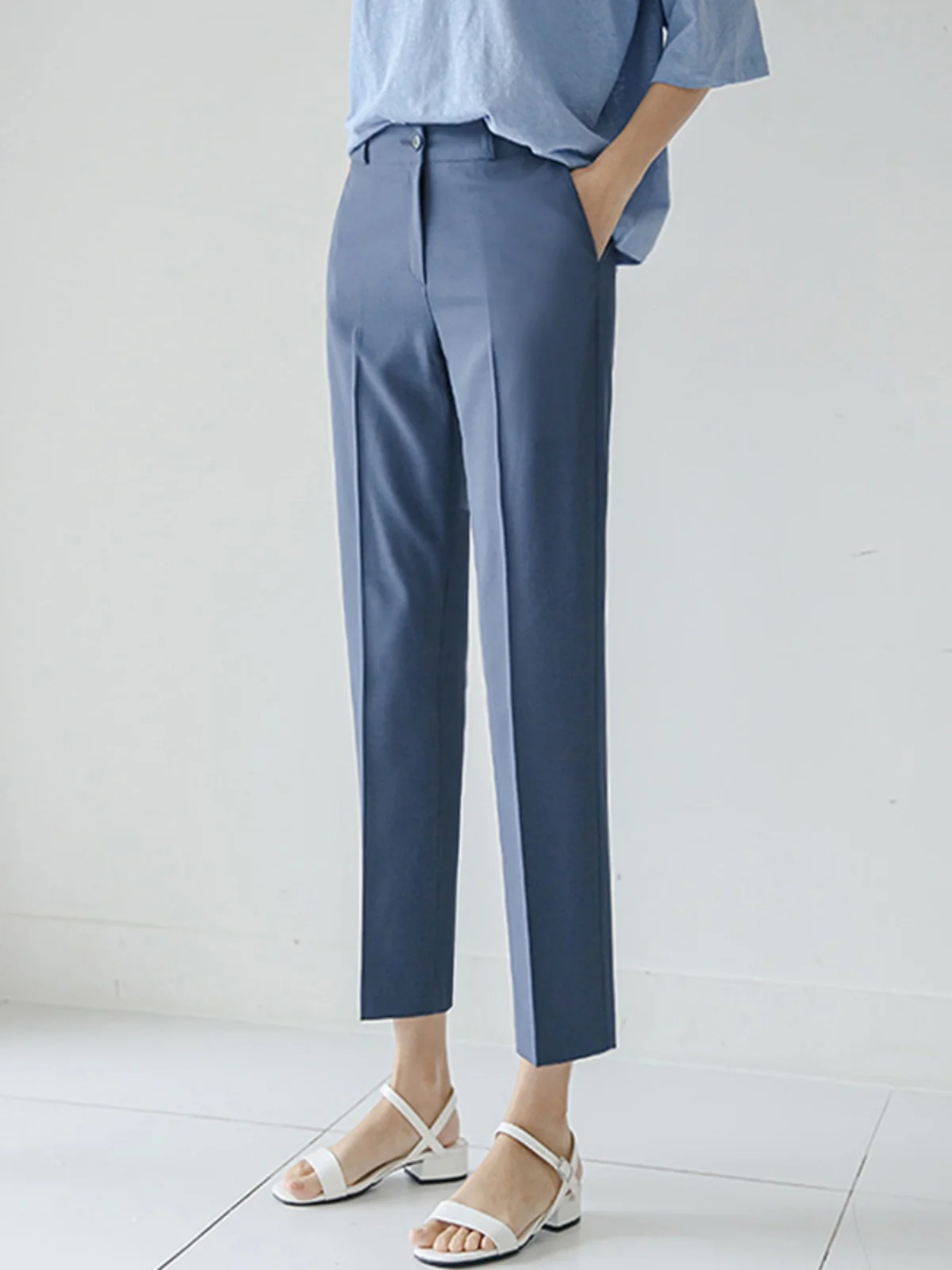 

Брюки из ледяного шелка с высокой талией, прямые, тонкие, модные, летние, женские, профессиональные, повседневные брюки для женщин