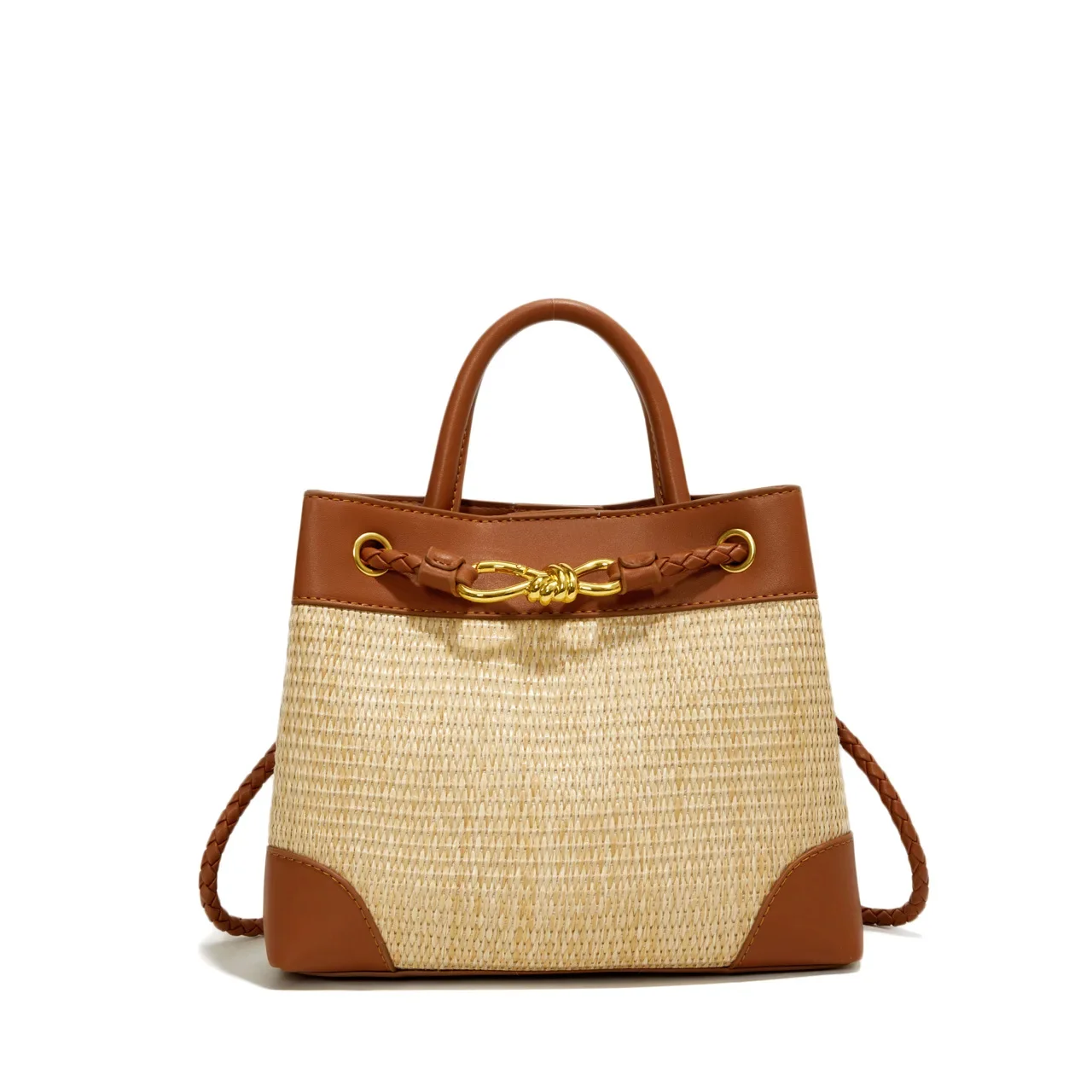 

Japan-Korea Craze! Handmade Raffia Bucket - Rainbow Weave, Adjustable Strap, Summer Candy Vibe