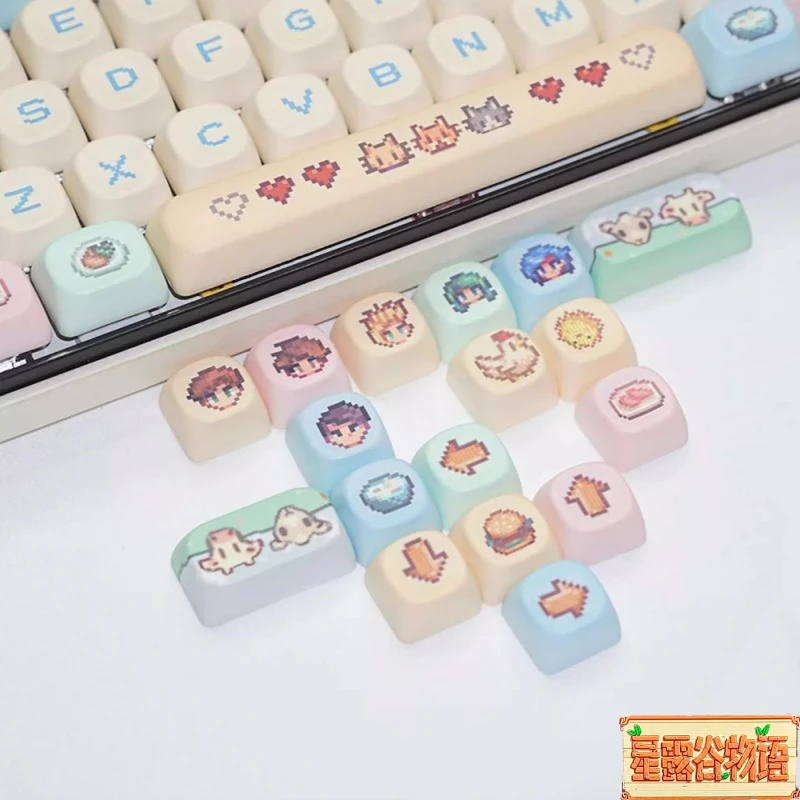 Stardew Valley Pixel Pbt Dye-Sublimated Keycaps 130 Keys Oem Profile For Cross Axis Mechanical Keyboards Cute Girls Gaming Gift